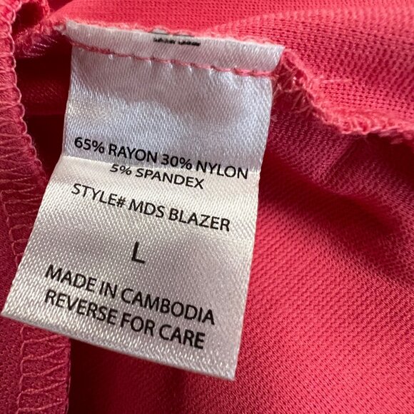 Dear Scarlett Womens Blazer Jacket Open Front Ruched Sleeve Pink Size Large - Picture 9 of 9